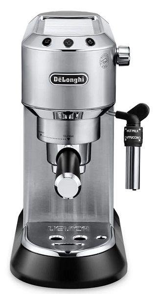 De'Longhi Dedica, Manual Coffee Machine, Pump Espresso and Cappuccino Machine, Ground Coffee and ESE Pods can be used, Milk Frother for Latte Macchiato and more, 1350W, 1.1L, 15 Bar, EC685.M, Metalic