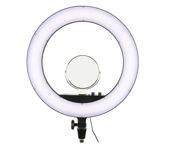 إضاءة حلقية جودوكس LR160 Bi-Color LED | قطر 19 بوصة، 3300K-8000K، تعتيم 10-100%، حامل هاتف ومرآة مكياج, أسود