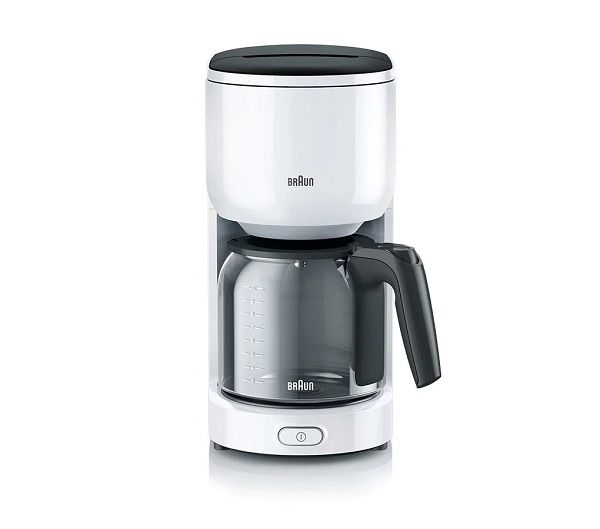 Braun Coffee Maker, 1000W, 10 Cups, Anti Drip System, Opti-Brew System, Water Level Indicator, Dishwasher Safe, 40 Minutes Auto Shut Off, BPA Free, KF3100WH, White