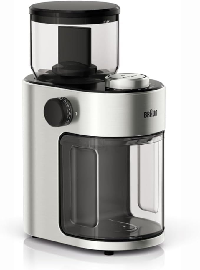 Braun Coffee Grinder, 110W, 220g Bean Container Capacity, 15 Grind Setting, Drip Filter, Overheat Protection, KG7070, Silver