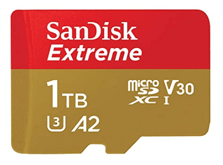 بطاقة ذاكرة سانديسك اكستريم microSDXC UHS-I سعة 1 تيرابايت مع محول SD – سرعة قراءة 190 ميجابايت/ثانية، كتابة 130 ميجابايت/ثانية، 4K UHD، V30، U3، A2 للهواتف، الدرونز وكاميرات الأكشن (SDSQXAV-1T00-GN6MN)