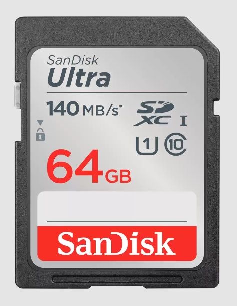 بطاقة ذاكرة سانديسك الترا SDXC UHS-I سعة 64 جيجابايت – سرعة 140 ميجابايت/ثانية، فئة 10، U1 للفيديو عالي الدقة (SDSDUNB-064G-GN6IN)