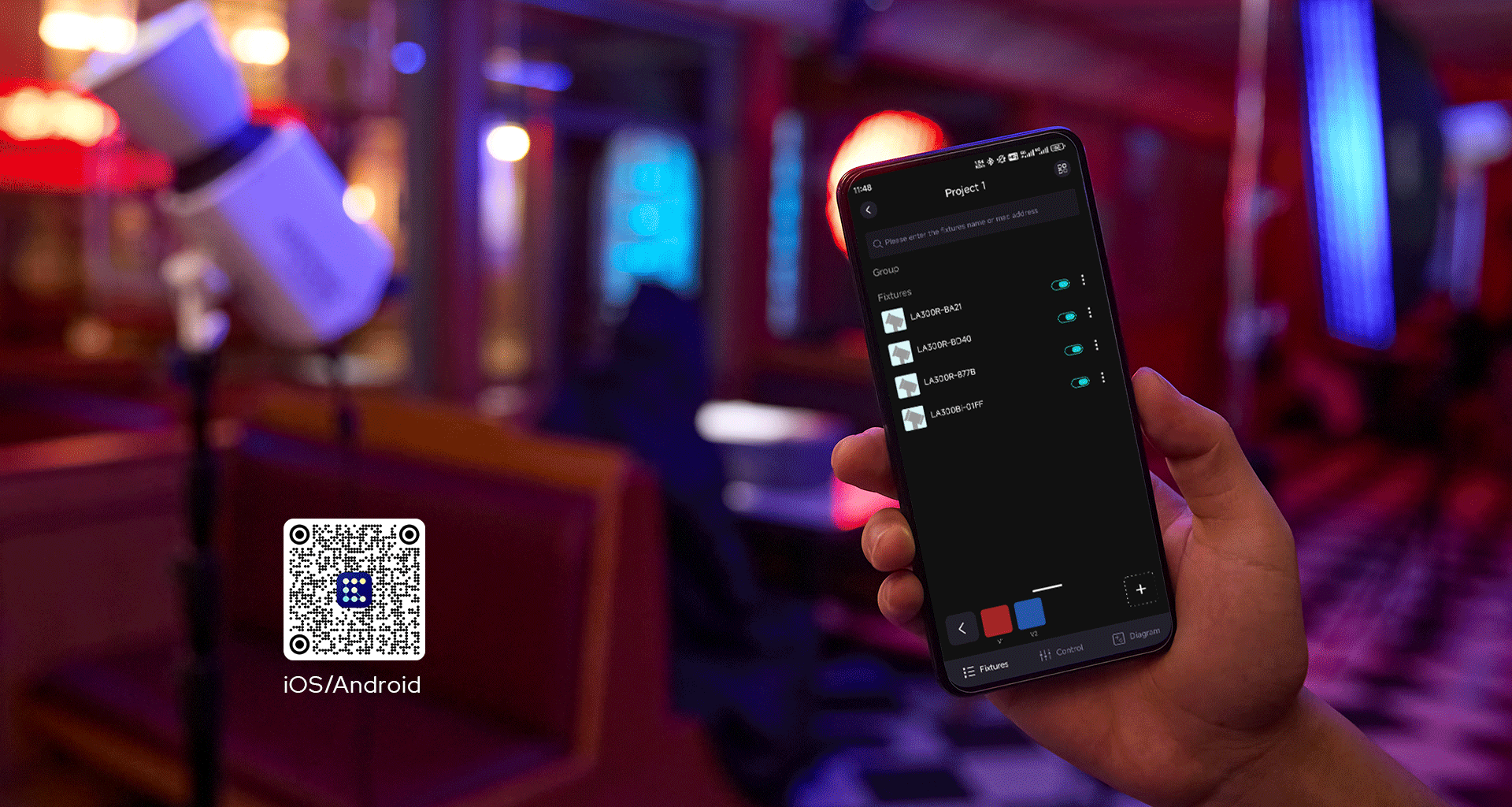 Control via DMX and app