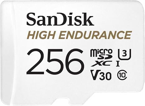 بطاقة SanDisk High Endurance microSD بسعة 256 جيجابايت + محول SD - للكاميرات على السيارات والمراقبة المنزلية، حتى 20,000 ساعة، فيديوهات بدقة Full HD / 4K، سرعات قراءة/كتابة تصل إلى 100/40 ميغابايت/ثانية، C10، U3، V30، SDSQQNR-256G-GN6IA