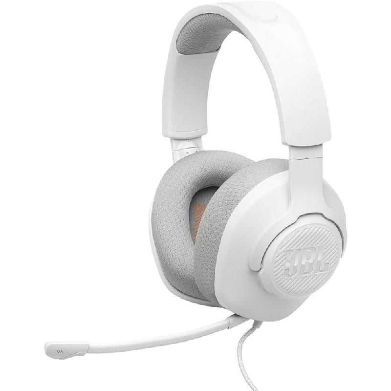 سماعة الألعاب السلكية JBL Quantum 100M2 فوق الأذن باللون الأبيض (JBLQTUM100M2WHT)