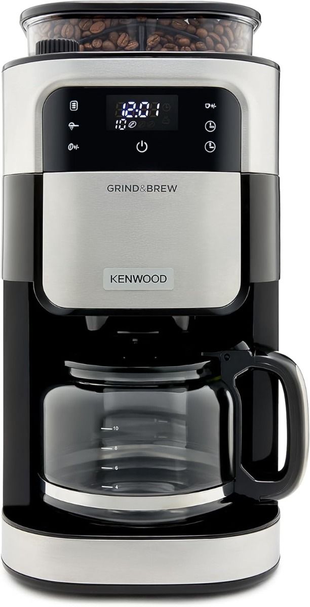 Kenwood Grind & Brew Coffee Maker with Built-in 220g Burr Grinder, 12-Cup Capacity, 1.5L Water Tank, 900W Power, Digital Touch Display, CMM40, Black/Metal