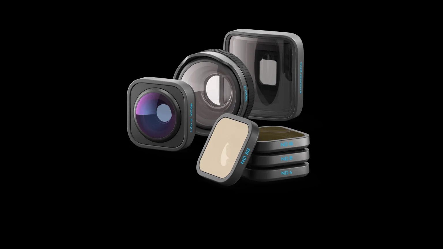 GoPro HP Series Lens Kit - Includes minimum focusing distance for ultra-wide, macro, and distortion lenses, ND4 filter pack ND4, ND8, ND16, and ND32, and a semi-rigid case. AKTLM-001