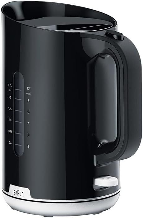 Braun Kettle, 2200W, 1.7L, Washable Anti Scale Filter, Rotating Base Removable, Limescale Filter, BPA Free, WK1100BK, Black