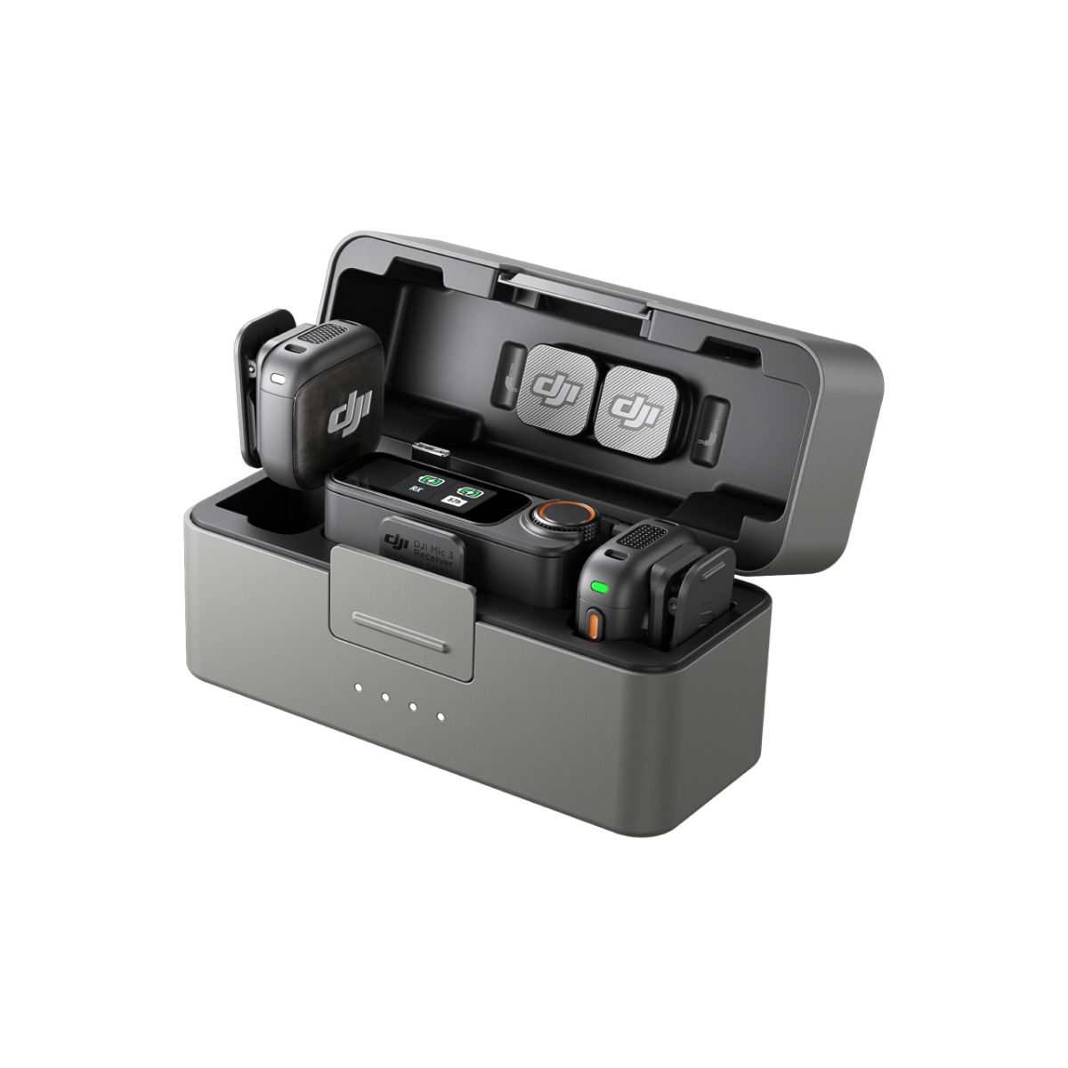 DJI Mic 3 (2 TX + 1 RX + Charging Case), Wireless Microphone for iPhone/Camera/Android, Ultralight, Adaptive Gain Control for Balanced Volume, Dual Band Anti-Interference, 28hrs Use, MIC300, Black