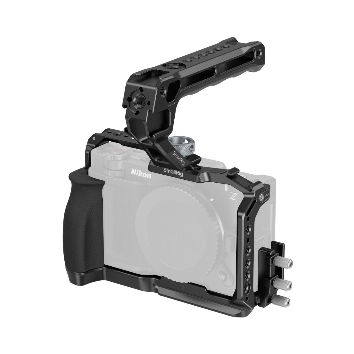مقبض علوي لمجموعة حامل الكاميرا SmellRig لكاميرا Nikon ZR، ومقبض سيليكون مريح ومشبك كابل لـ HDMI، وحذاء بارد مدمج وفتحة حزام، 5647