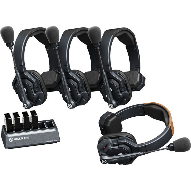 Hollyland Solidcom SE Full Duplex 4-Users, ENC Noise Cancellation, Wireless Intercom Headset System, HOLY-SOLIDCOM-SE-4S