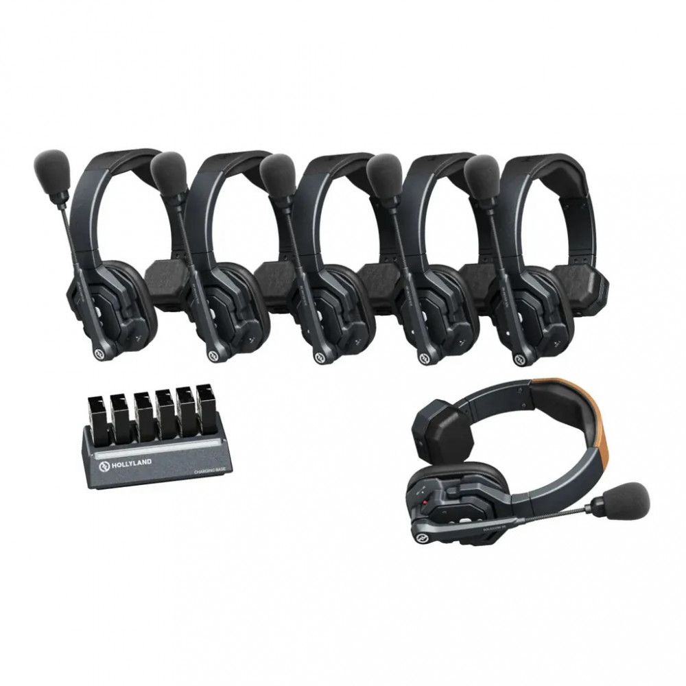 Hollyland Solidcom SE Full Duplex 6-Users, ENC Noise Cancellation, Wireless Intercom Headset System, HOLY-SOLIDCOM-SE-6S