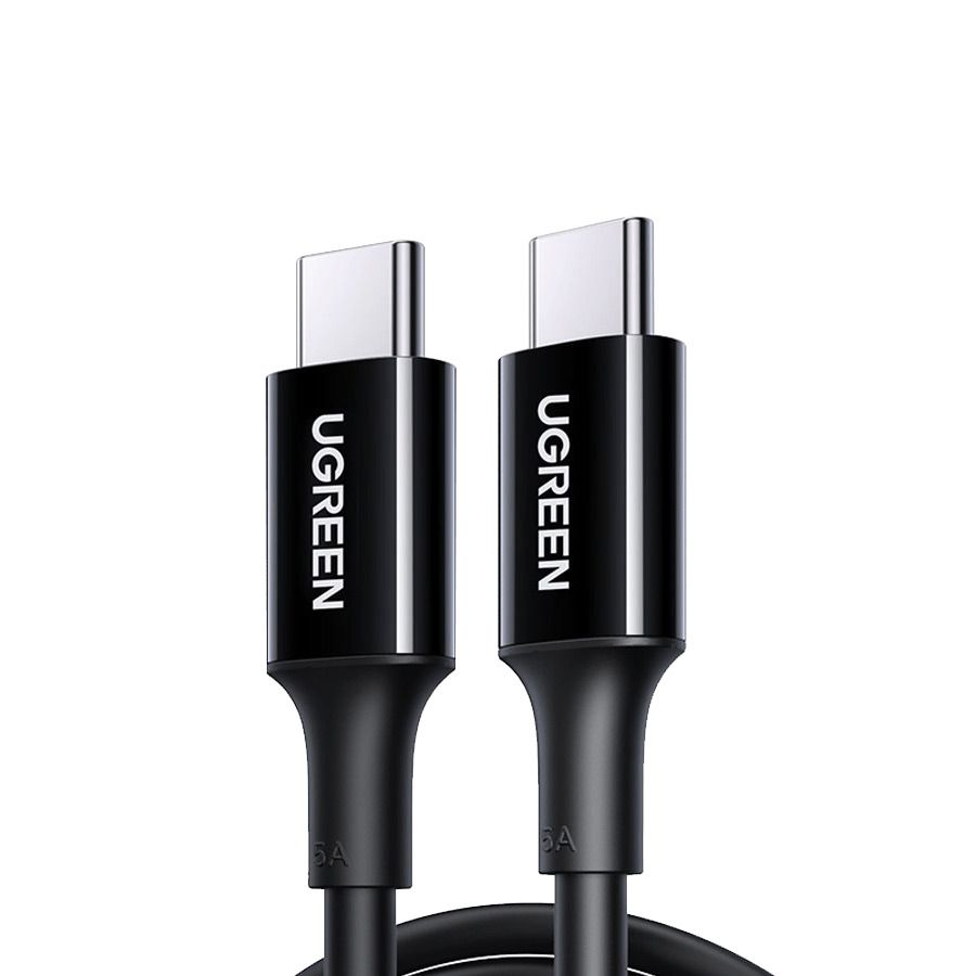 كابل يوجرين USB من النوع C بطول متر واحد، يدعم الشحن السريع ونقل البيانات بقدرة 100 واط، بحد أقصى 5 أمبير، رقم الموديل 80371، لون أسود