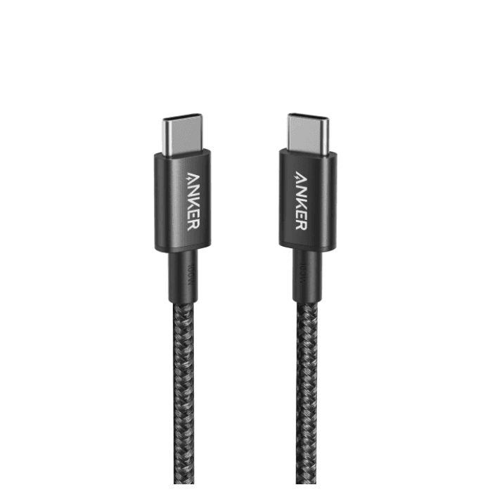 كابل أنكر المتين المصنوع من النايلون المضفر، من نوع USB-C إلى USB-C، بقدرة 60 واط، وطول متر واحد، شاحن سريع، مصمم ليدوم طويلاً، A8752H11، أسود