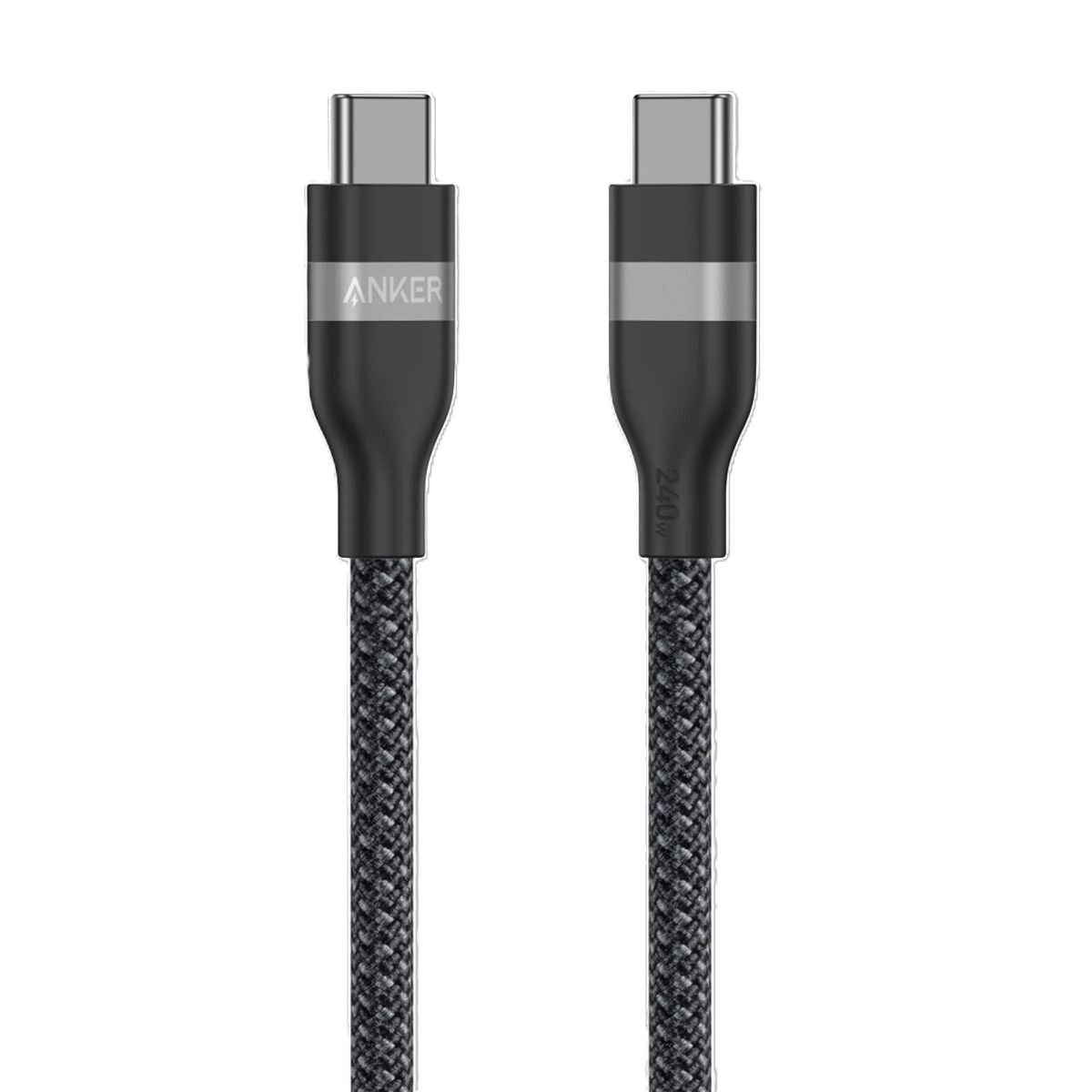 كابل أنكر USB-C إلى USB-C ناعم ومتين بطول 1.8 متر، بقدرة 240 واط، كابل شحن سريع مضفر معاد تدويره، ناعم الملمس، سهل التخزين، A82E2H12، أسود