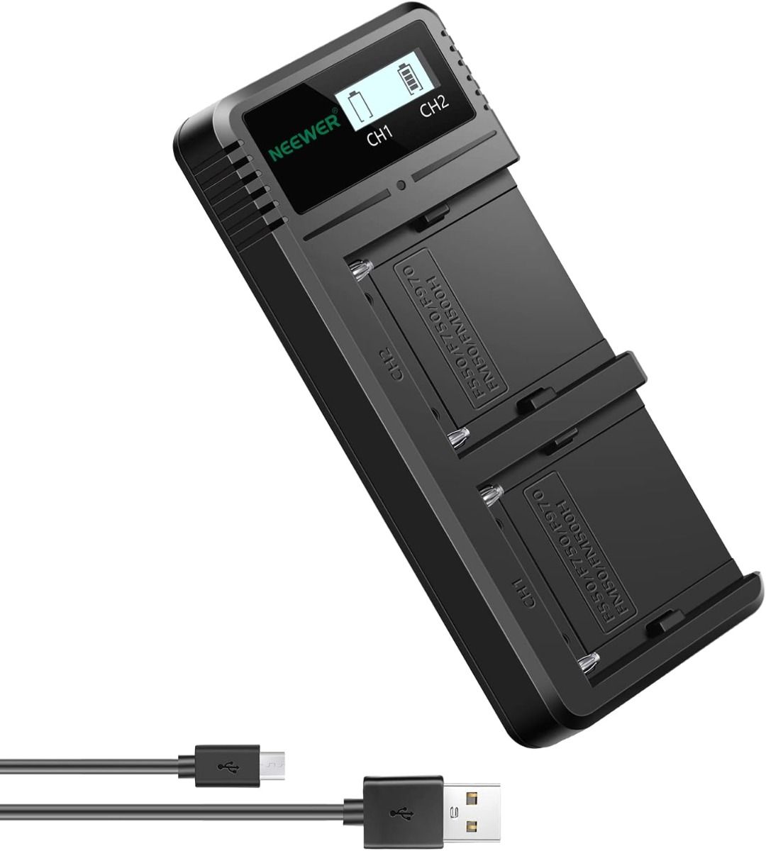 NEEWER Sony Dual USB Battery Charger Compatible with Sony NP-F, with LCD Display, Versatile Charging Options