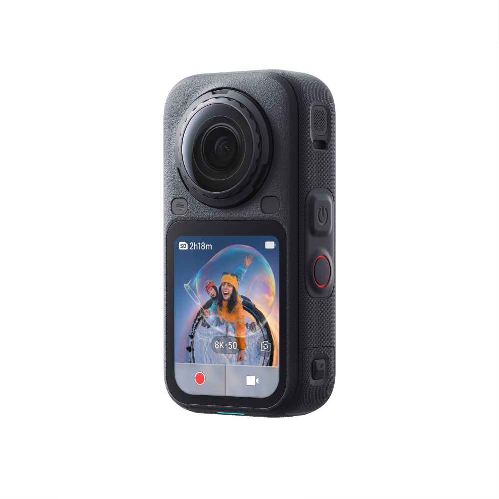 كاميرا إنستا 360 - X6، حزمة أساسية، دقة 8K 360 حتى 50 إطارًا في الثانية، وضع PureVideo AI للإضاءة المنخفضة، تسجيل لمدة 140 دقيقة، INST-CINSABXA-X601، أسود
