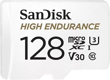 بطاقة SanDisk High Endurance microSD بسعة 128 جيجابايت + محول SD - للكاميرات على السيارات والمراقبة المنزلية، حتى 10,000 ساعة، فيديوهات بدقة Full HD / 4K، سرعات قراءة/كتابة تصل إلى 100/40 ميجابايت/ثانية، C10، U3، V30، SDSQQNR-128G-GN6IA