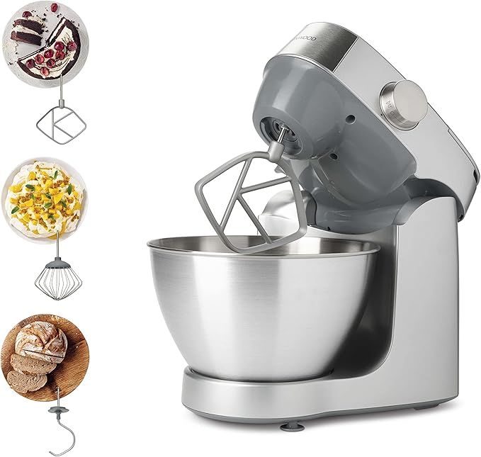 Kenwood Kitchen Machine, 1000W, 4.3L Stainless Steel Bowl, Prospero 3 Attachments, Variable Speed, K-Beater, Whisk, Dough Hook, KHC29.A0SI, Silver