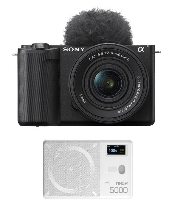 Sony ZV-E10 II Mirrorless Vlogging Camera Kit with 16–50 mm OSS Lens, ZV-E10M2K/B + Free Gift Godox MA5R RGB LED Light and Power Bank, MA5R