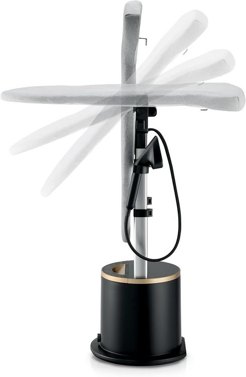Kenwood Garment Steamer 2200W, 2L Tank, 95g/min Steam, Long 3-Position Ironing Board, Digital Hand & Base Control, Automatic Shut-Off, GSP80.400, Matte Black with Gold