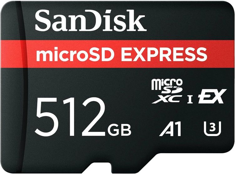 بطاقة سانديسك إكسبريس microSD، سعة 512 جيجابايت، سرعة قراءة تصل إلى 880 ميجابايت/ث، سرعة كتابة تصل إلى 650 ميجابايت/ث، كتابة مستدامة تصل إلى 220 ميجابايت/ث، SDSQXFN-512G-GN4NN