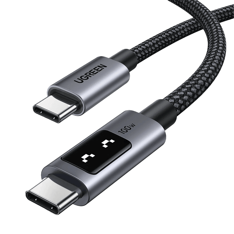 سلك شاحن يوجرين Uno من USB-C الى USB-C بطول 1 م وبقوة 100 واط، كابل شحن سريع من النوع C بقوة 5 أمبير، وسرعة نقل بيانات تصل إلى 480 ميجابت في الثانية، رقم الموديل 35501، لون أسود