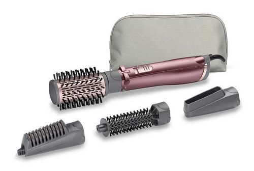 Babyliss Air Styler, 1000W, 2 Heat Setting, Cool Setting, Rotating 50mm Soft Brush, 20mm Soft Bristle Brush, Straightening Attachment, Ionic Frizz Control, Drying Nozzle, Storage Pouch, AS960SDE, Bronze
