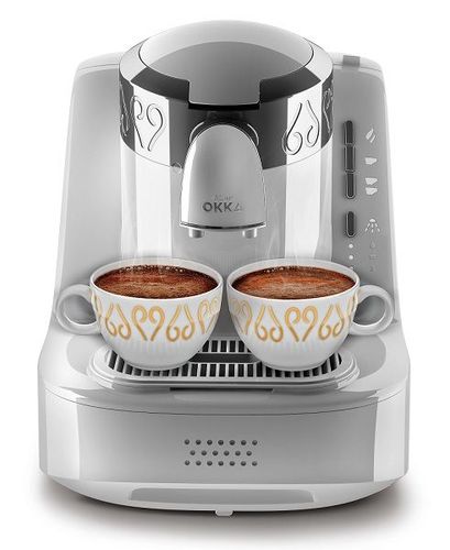 OK002 ارزوم اوكا ماكينة صنع القهوة التركية ابيض (OK002–White Chrome)