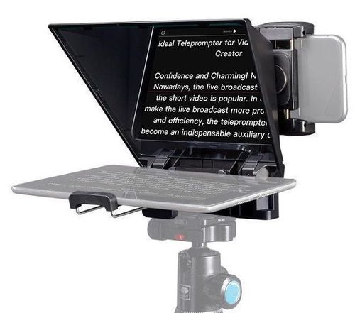 FEELWORLD TP2A محمول مقاس 8 بوصات Teleprompter يدعم ما يصل إلى 8 بوصات للهاتف الذكي / الكمبيوتر اللوحي الذي يعمل على تصوير الهاتف الذكي DSLR مع جهاز التحكم عن بعد وحلقات محول العدسة (FEELWORLD-TP2A)