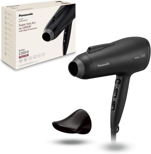 Panasonic Super Fast Hair Dryer, 2500W, 6 Airflow Settings, Heat Protection Mode, Cool-shot Button, Slim Concentrator Nozzle, EH-NE85, Black