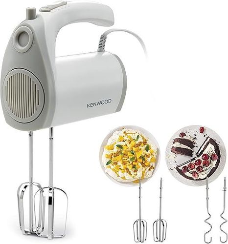 Kenwood Hand Mixer Electric Whisk, 300W,5 Speeds + Turbo Button, Twin Stainless Steel Kneader and Beater for Mixing, Whipping, Whisking, Kneading, HMP20.000WH, White